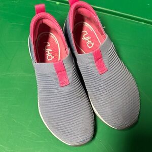 Ryka Women's Gray and Red Slip-On Sneakers